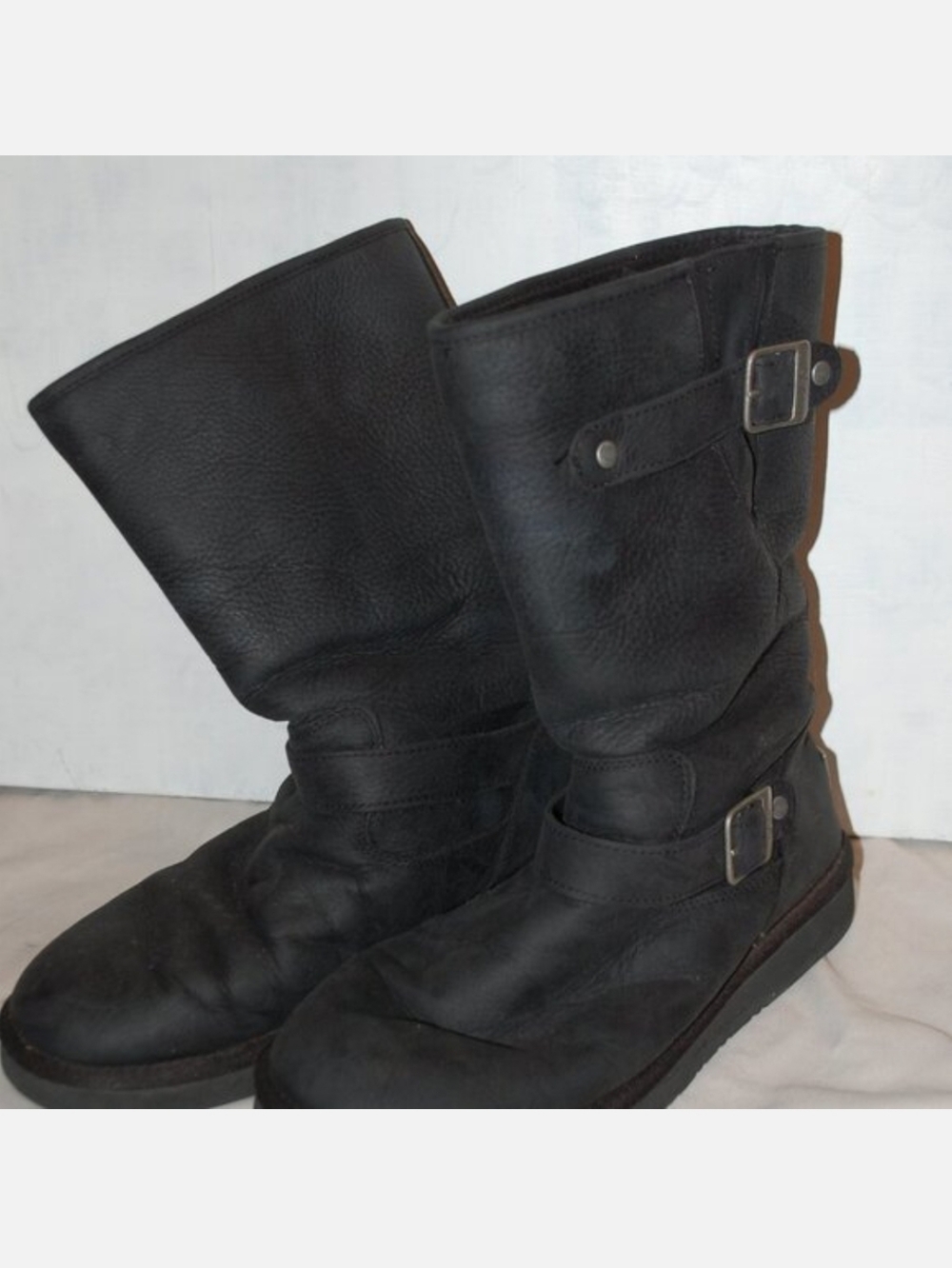 UGG Australia 'Sutter' Waterproof Suede Moto Winter Boots Black Size 10
